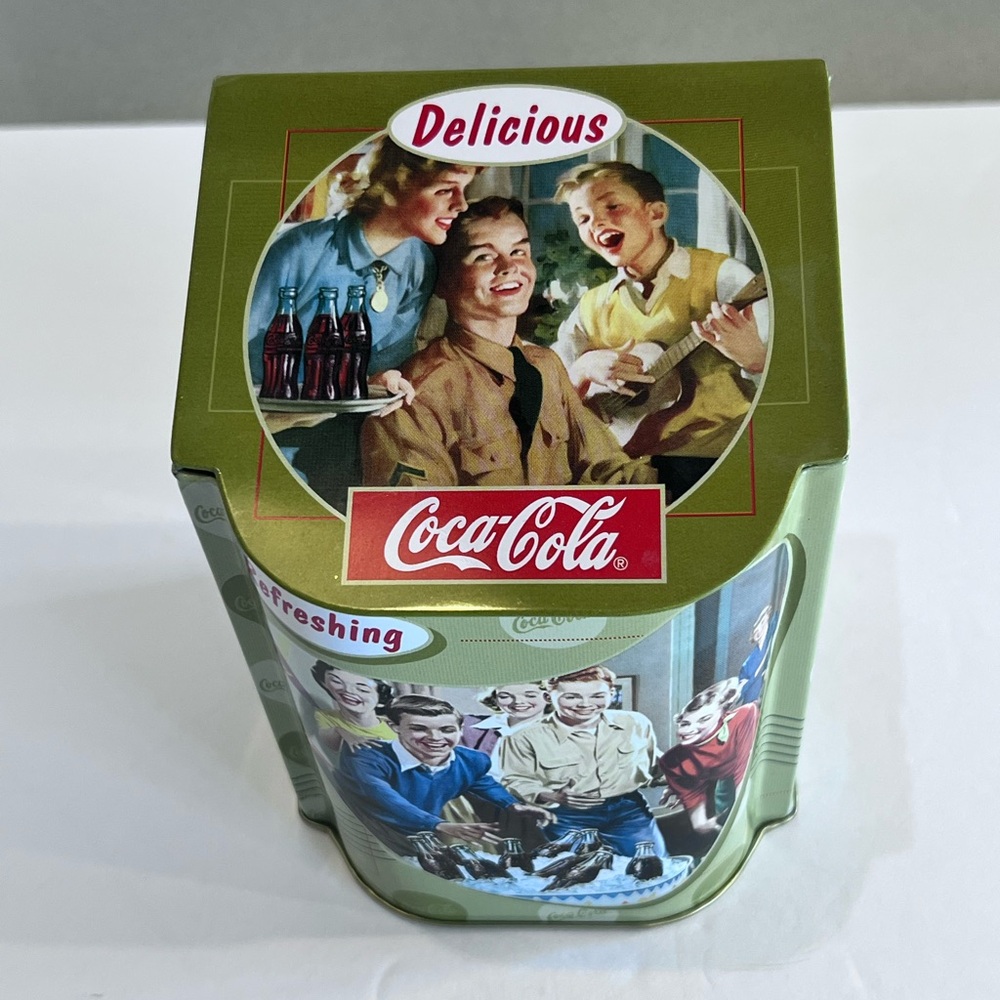 Vintage Walmart 1996 Green Coca Cola Collectible Advertising Empty Tin - Picture 2 of 9
